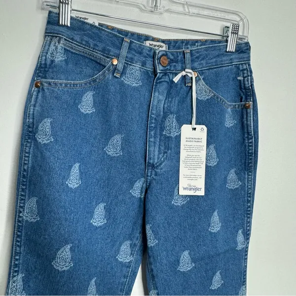 NWT WRANGLER Westward‎ 626 High Rise Bootcut Paisley Print Indigood Size 26 x 32 - Image 6