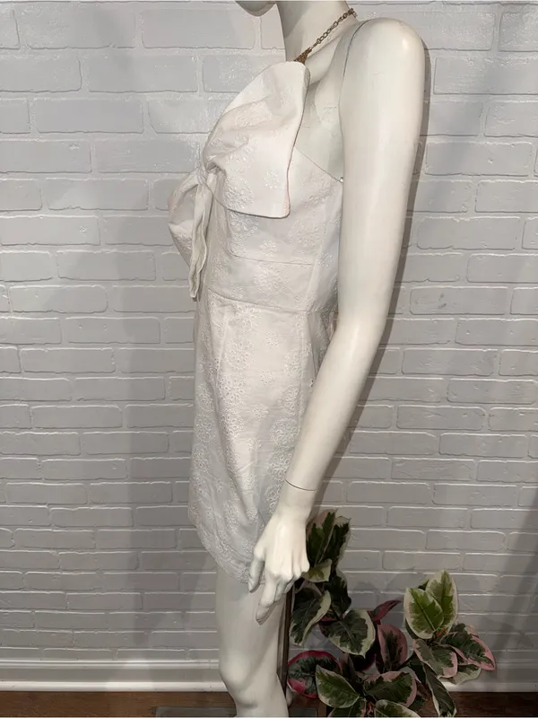 Hutch Strapless White Bow-Front Lace Mini Dress - Image 10