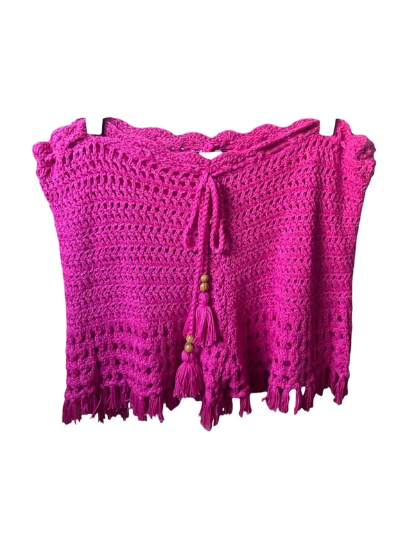 The Sang Hot Pink Crochet Fringe Shorts - Image 2