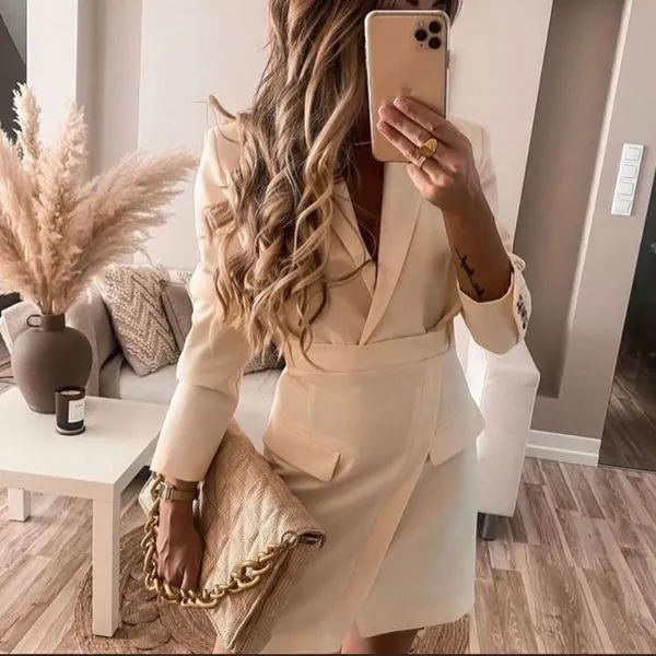 Zara Cream Blazer Mini Dress - Image 7