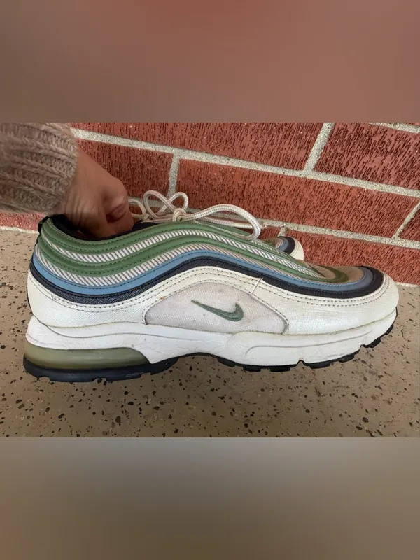 2008 Nike Air Max 97 Womens Size 8.5 green‎ blue grey color sneaker shoes - Image 4