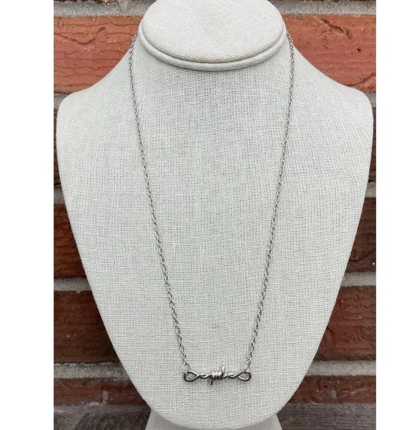 Barbed Wire Pendant Necklace Silver - Image 2