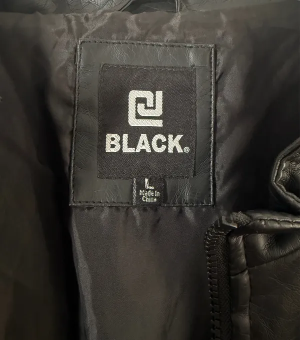 Buckle Black Black Faux Men’s Leather Moto Jacket - Image 2
