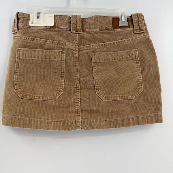American Eagle Y2K Super Low Rise Corduroy Mini Skirt Womens 8 NWT Tan Stretch - Image 3