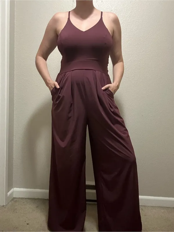 Halara Breezeful Backless Wide Leg Jumpsuit Amaranth Purple Red Large - Image 4
