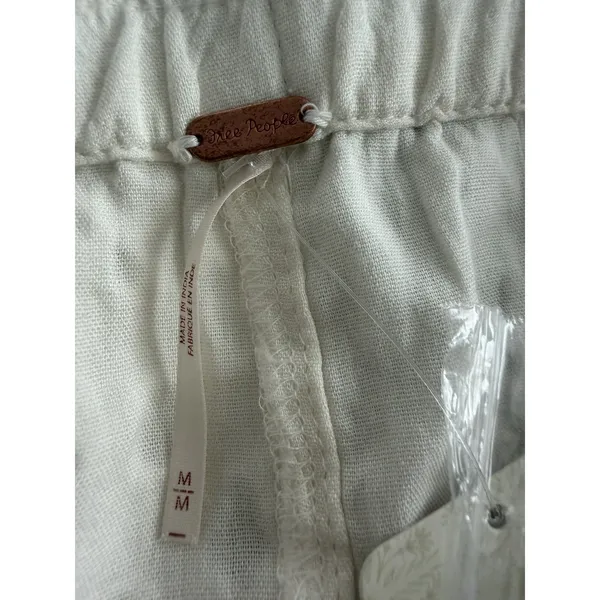 Free People Roselle Eyelet Mini Skirt Ivory‎ Button Front Drawstring Women's Med - Image 10
