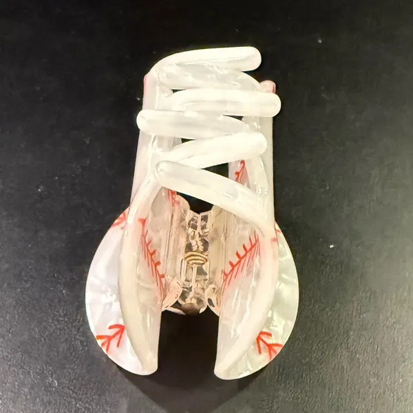 Baseball Hair Claw/ Clip White - Image 4