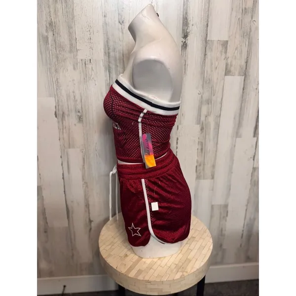 Derek Heart “South Beach” Red Two-Piece Tube Top & Shorts Set (Size M) - Image 3
