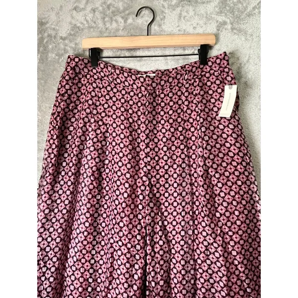 Anthropologie Maeve Avery Silk Wide Leg Pleated Trousers Geo Print 16 Tall New - Image 3