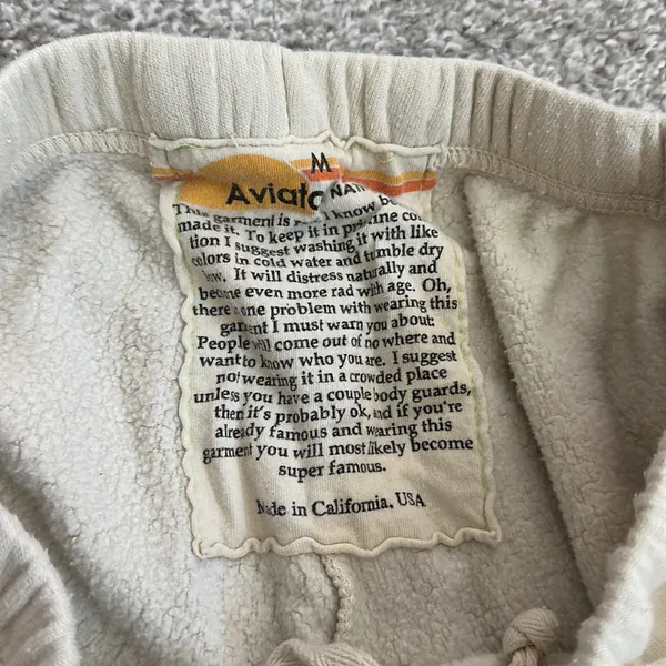 Aviator Nation 5 stripe Cream Sweatpant size medium - Image 3