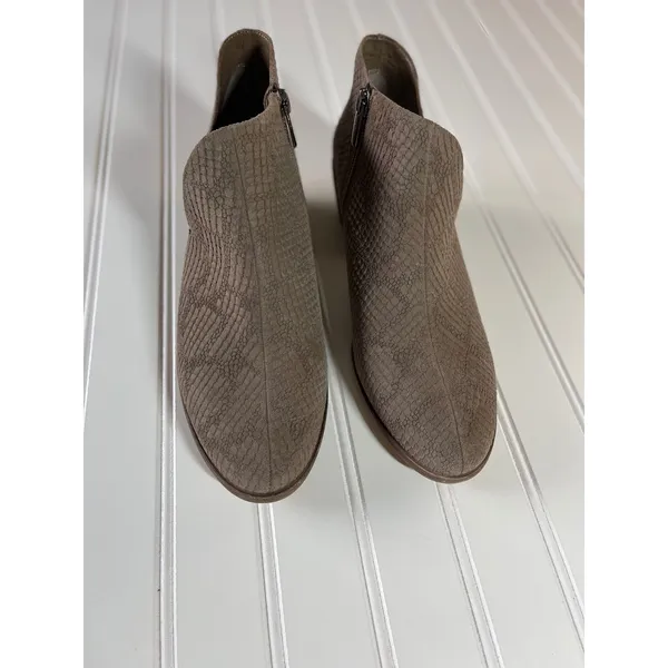 Vince Camuto Taupe Snakeskin Embossed V-Cut Ankle Booties Grey Size 8.5 M 39 - Image 2