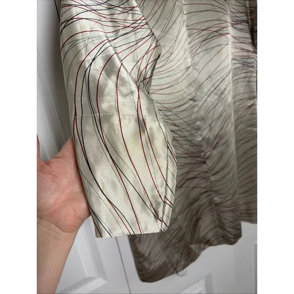 Harve Benard Vintage Mock‎ Neck Shift Dress Womens 4 Silver Abstract Satin - Image 3