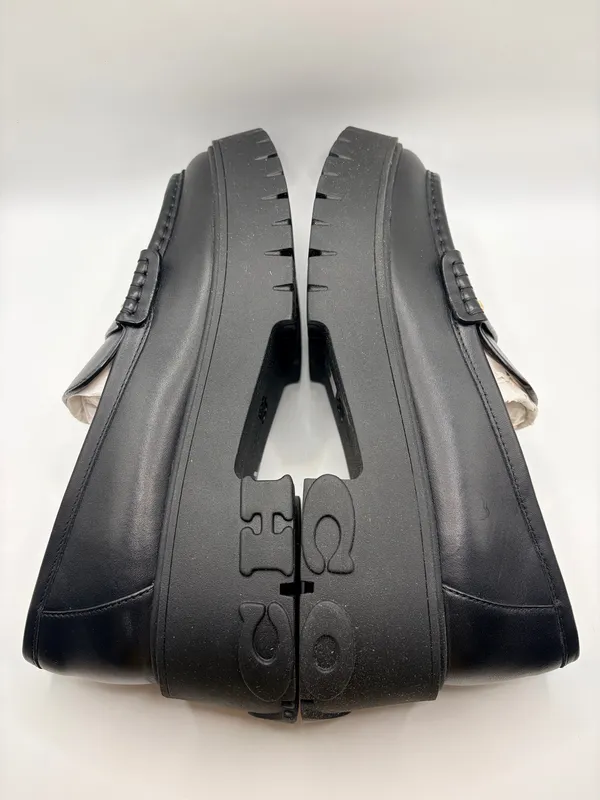 Coach Ruthie Leather Loafers Women’s 8B Black Chunky Lug Sole Platform Preppy Gold Logo - Image 8
