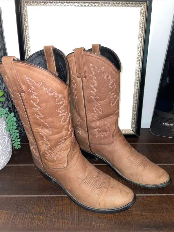 Old West SCL 7014 Leather Women's Western Cowgirl Heeled Boots Size 8 - Image 3