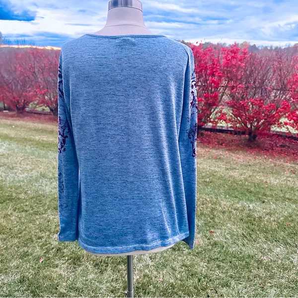 Live & Let Live Blue & Purple Printed Embellished Long Sleeve Top Women's - Image 9