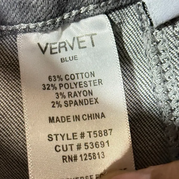 Vervet Blue 30 Gray Stonewash Denim Jean Tapered Front Seam Utility Straight Leg - Image 10
