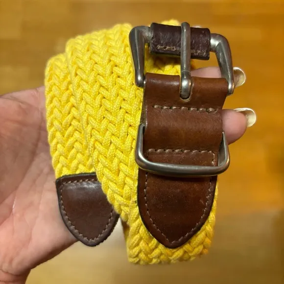 The Limited Vtg Leather Butter Yellow Woven Quiet Luxury Coastal Fisherman Belt M/L - Image 2