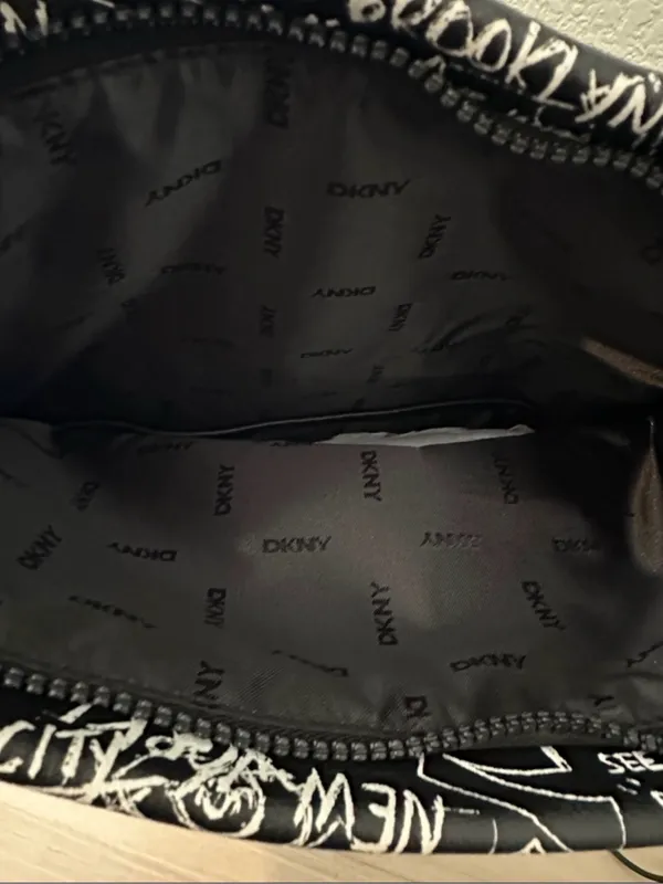 DKNY Black and White Graffiti Backpack - Image 7