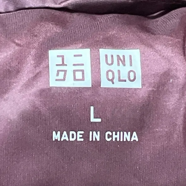 Uniqlo Burgundy Long Sleeves Quilted Ultra Light Down Puffer Coat Jacket Size L - Image 4