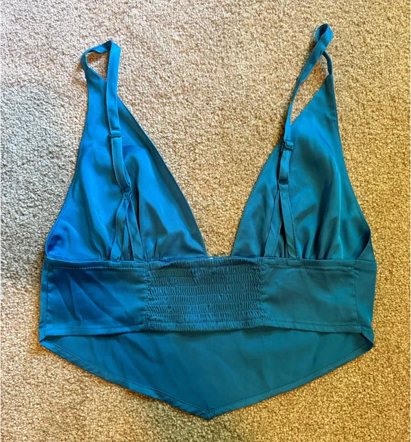 Garage Blue Satin Crop Tank Top - Image 2
