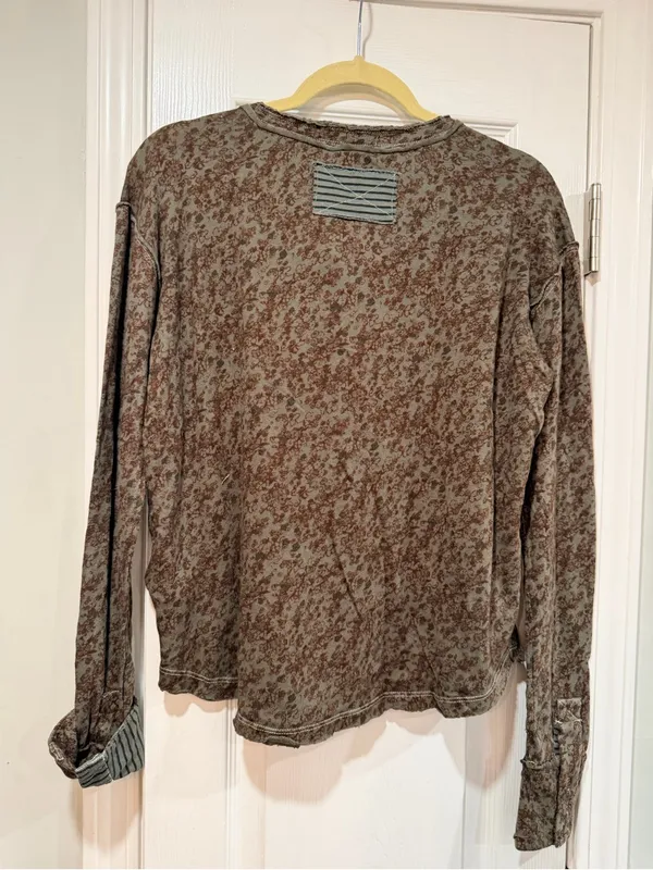 NWOT Free People We The Free Size XS Floral Stripe Henley Top Long Sleeve Boho - Image 6