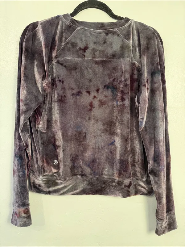Lululemon Interstellar Dark Gray Multi Velour Warm Down Crew Size 8 - Image 5