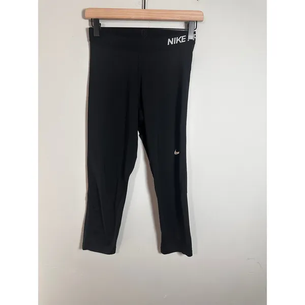 Nike Pro Dri-FIT‎ Womens Black Mid Rise Cropped Leggings CZ9832-010 Size M - Image 4