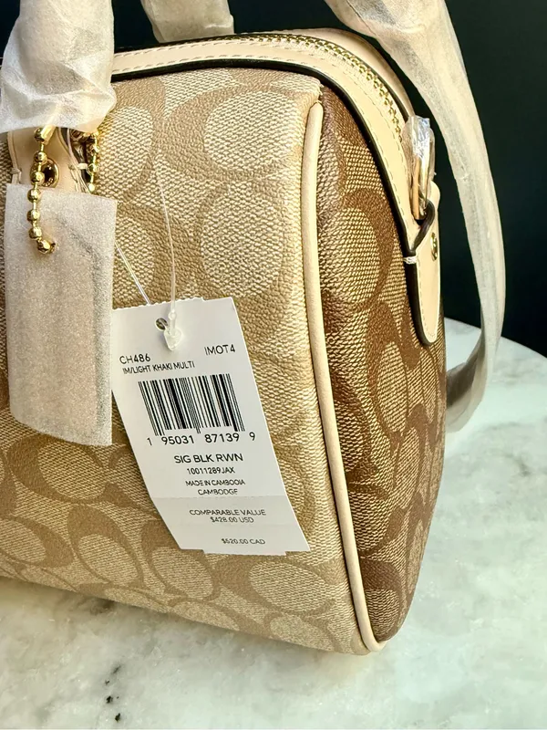 NWT Coach Rowan Satchel Bag in Blocked Signature Canvas-Light Khaki Multi CH486 - Image 8