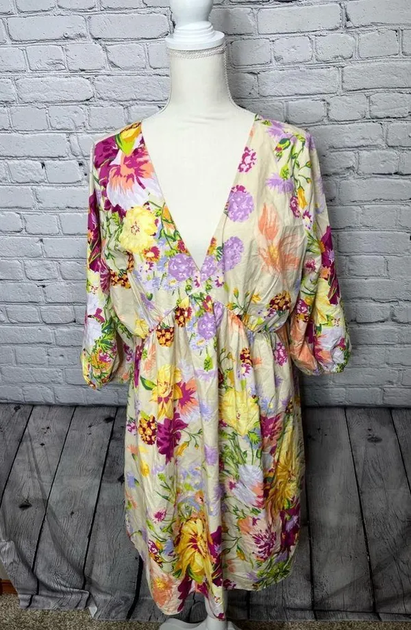 H&M puff sleeve empire waist dress size large - Image 2