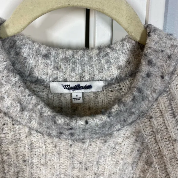Madewell Ribbed Cotton-Blend Crew Neck Sweater Heather Dusk Grey Marl size small - Image 2