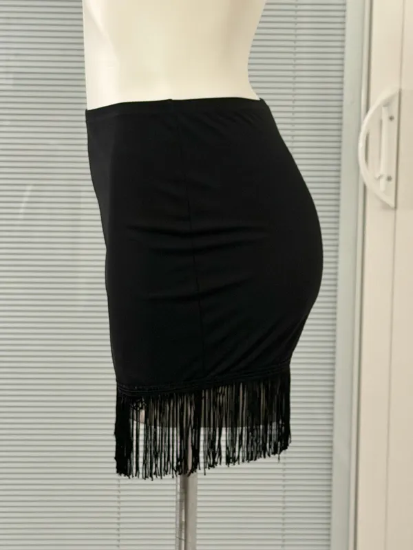 Black Fringe Hem Mini Skirt - Image 5