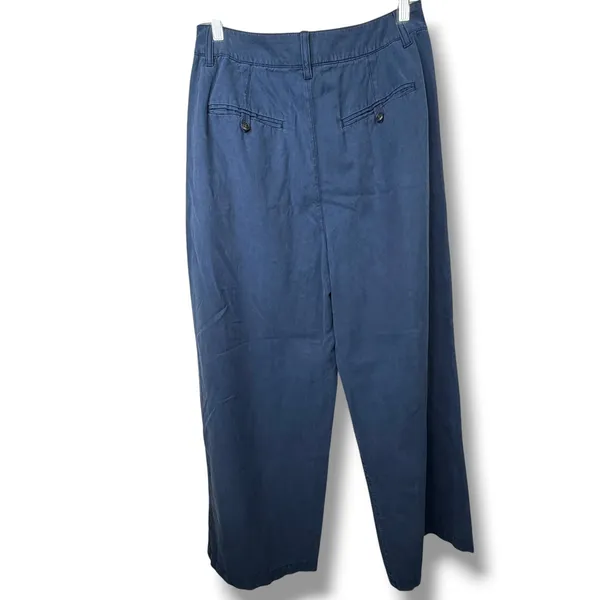 Madewell Deep Indigo Harlow Linen Blend Buttons Wide Leg Pants - Image 11