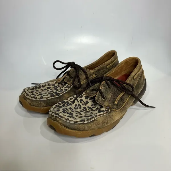 Twisted X cheetah print driving Mocs leather animal print women’s size 8.5‎ - Image 2
