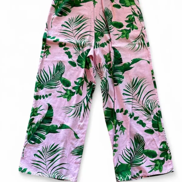 ASOS DESIGN bandeau button front jumpsuit with pockets in tropical print Sz 2 - Image 6