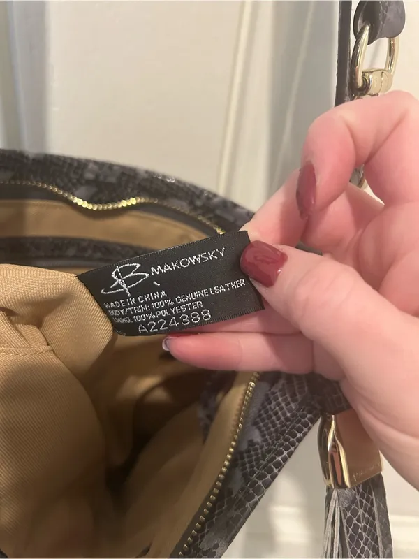 b. makowsky Black & Gray Patterned Shoulder Bag - Image 6