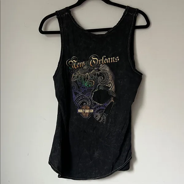 Bourbon Street Harley-Davidson Laced Women's Tank Top 100% Cotton Sz Lg - Image 5