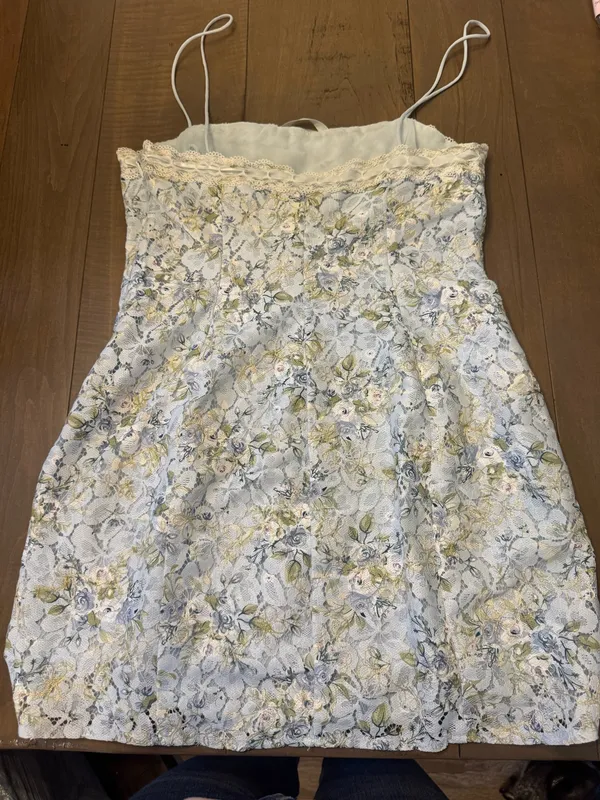 For Love & Lemons Small $198 Claire Lace Floral Mini Dress Lace Ribbon Bow - Image 5