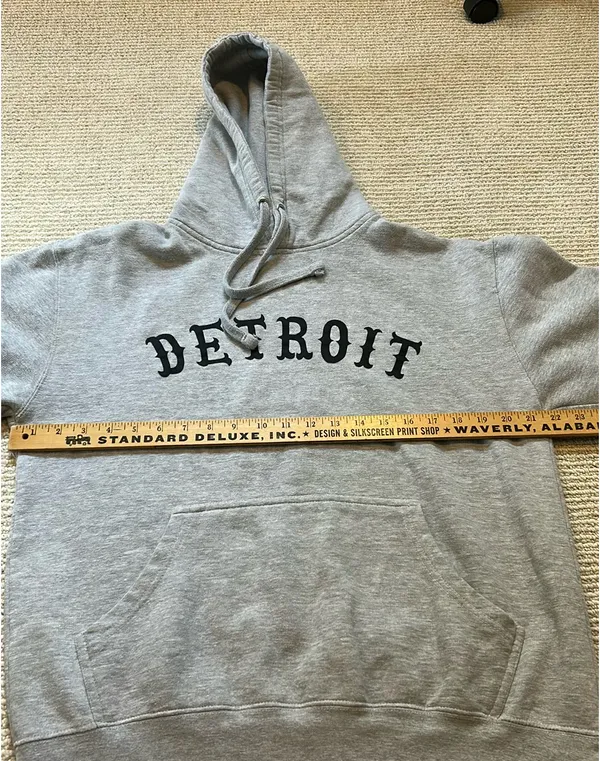Detroit Gray Hoodie with Kangaroo Pocket M - Image 3