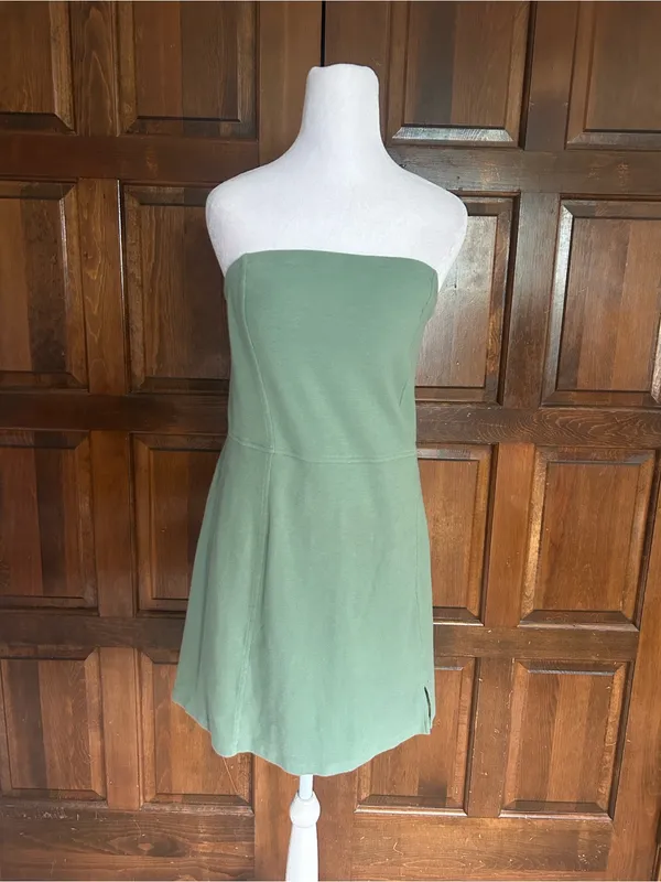 NWT AE American Eagle Strapless‎ Tube Dress Built In Shorts Romper Green Large L - Image 2
