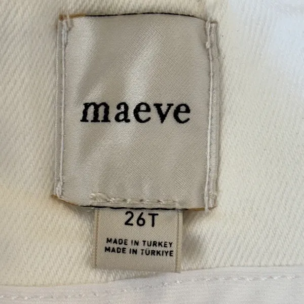 Maeve Anthropologie Wide Leg Crop Pleated Pants Womens 31T White Denim High Rise - Image 7