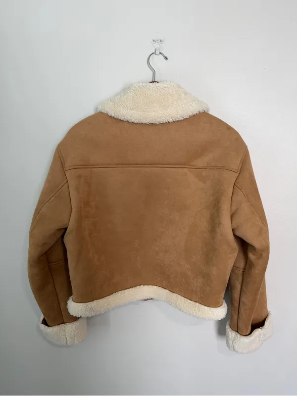Gap Vegan Suede Sherpa-Trim Full Zip Jacket Small NEW NWT - Image 3
