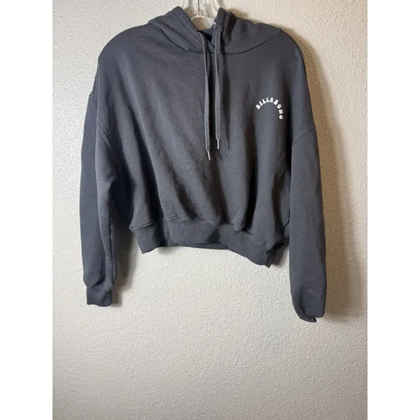 Billabong Lazy Daze Cropped‎ Hoodie Sweatshirt Gray Women's Size S - Image 3