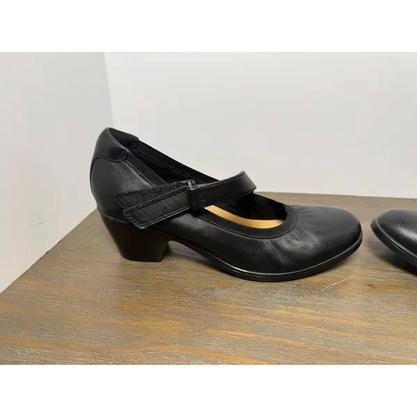 Clarks Emily 2 Mabel Black Leather Mary Jane Block Heel Shoes Size 9 - Image 4