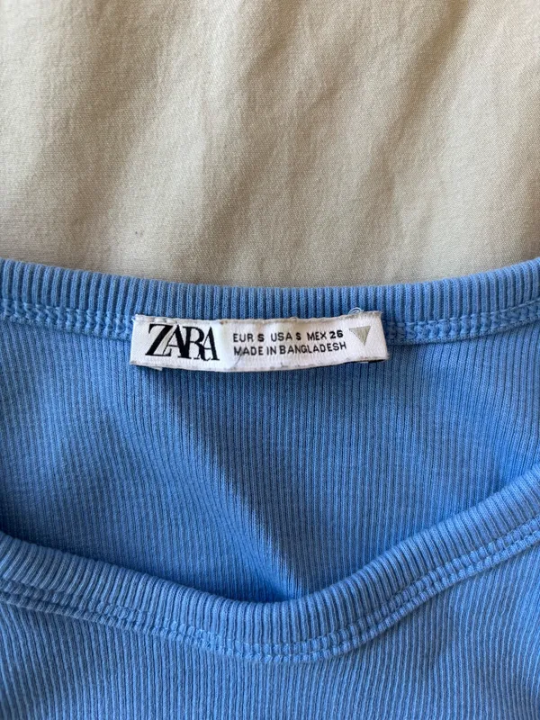Zara Women's Cropped Blue Tank Top - Image 2