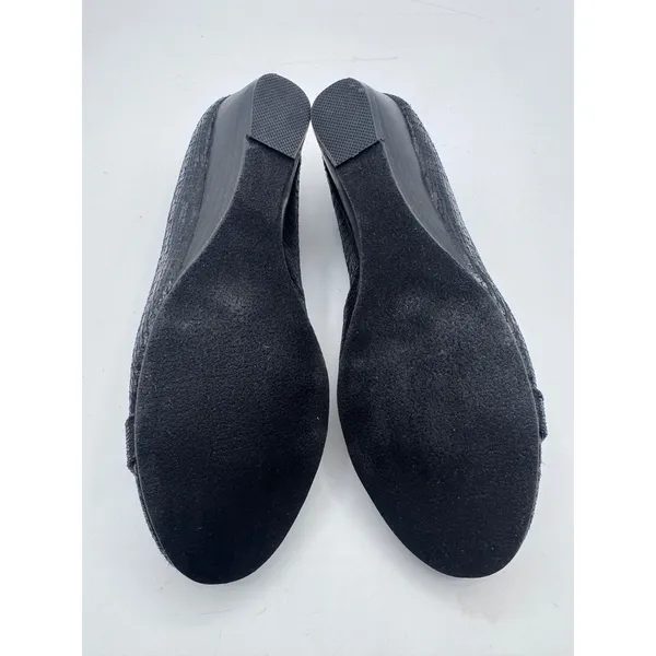 Laura Ashley 8M Black‎ Wedge Heels Women's Snake Print Knot Detail - Image 5