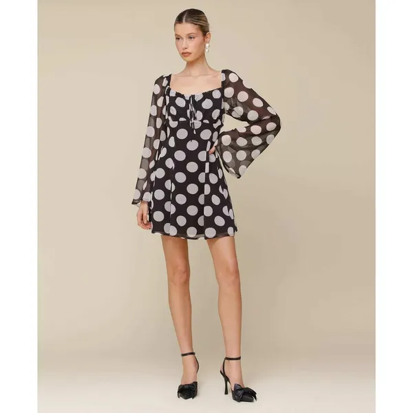Avec Les Filles Printed Empire-Waist Bell-Sleeve Dress Size‎ 12 - Image 3