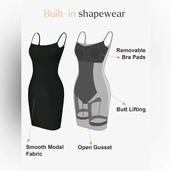 POPILUSH Shapewear Solid Modal Butt Lift Mini Slip Dress In Yellow - Image 5