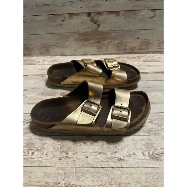 Birkenstock Arizona Soft Footbed Sandal Metallic Size 41 10 Copper Slip-on Boho - Image 3