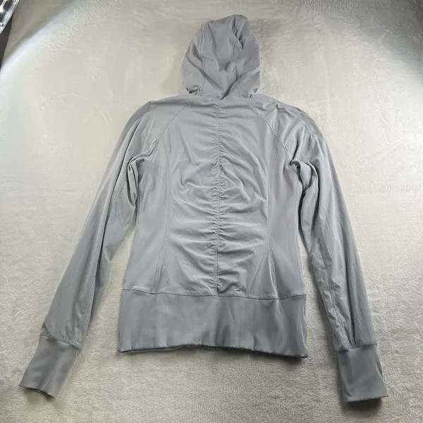 Lululemon Sz 10 In Flux Jacket Dance Studio Reversible Hooded Silver Fox Stretch - Image 11