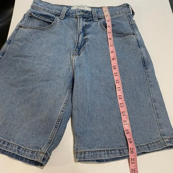 Hollister Baggy Jean Shorts W30 Blue Denim Longline Bermuda Jorts - Image 5